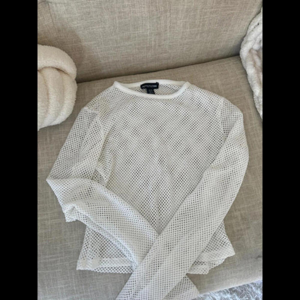 PLT White fishnet top
